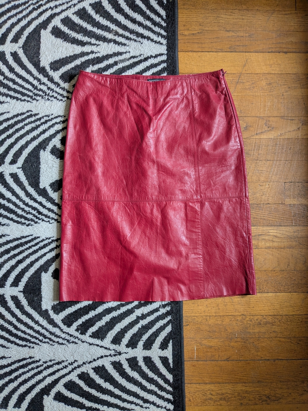 Kenneth Cole New York Red Leather Skirt